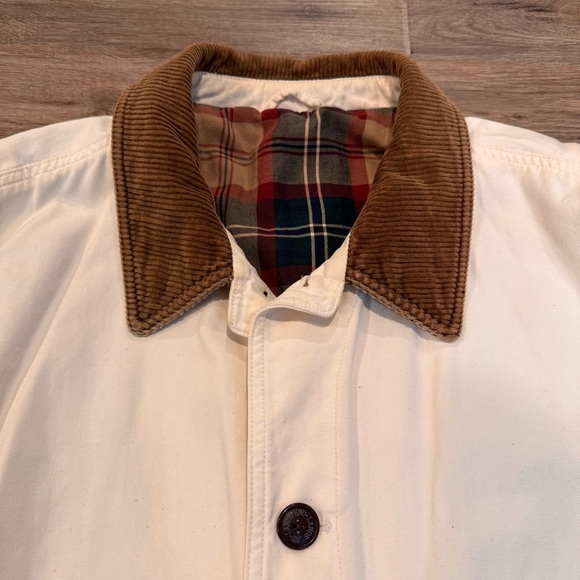 Lands End Jacket Mens Button Close Canvas Flannel Lined Collar Vtg XL - Picture 2 of 7